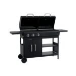 Combinatiebarbecue op gas en kolen met 3 branders